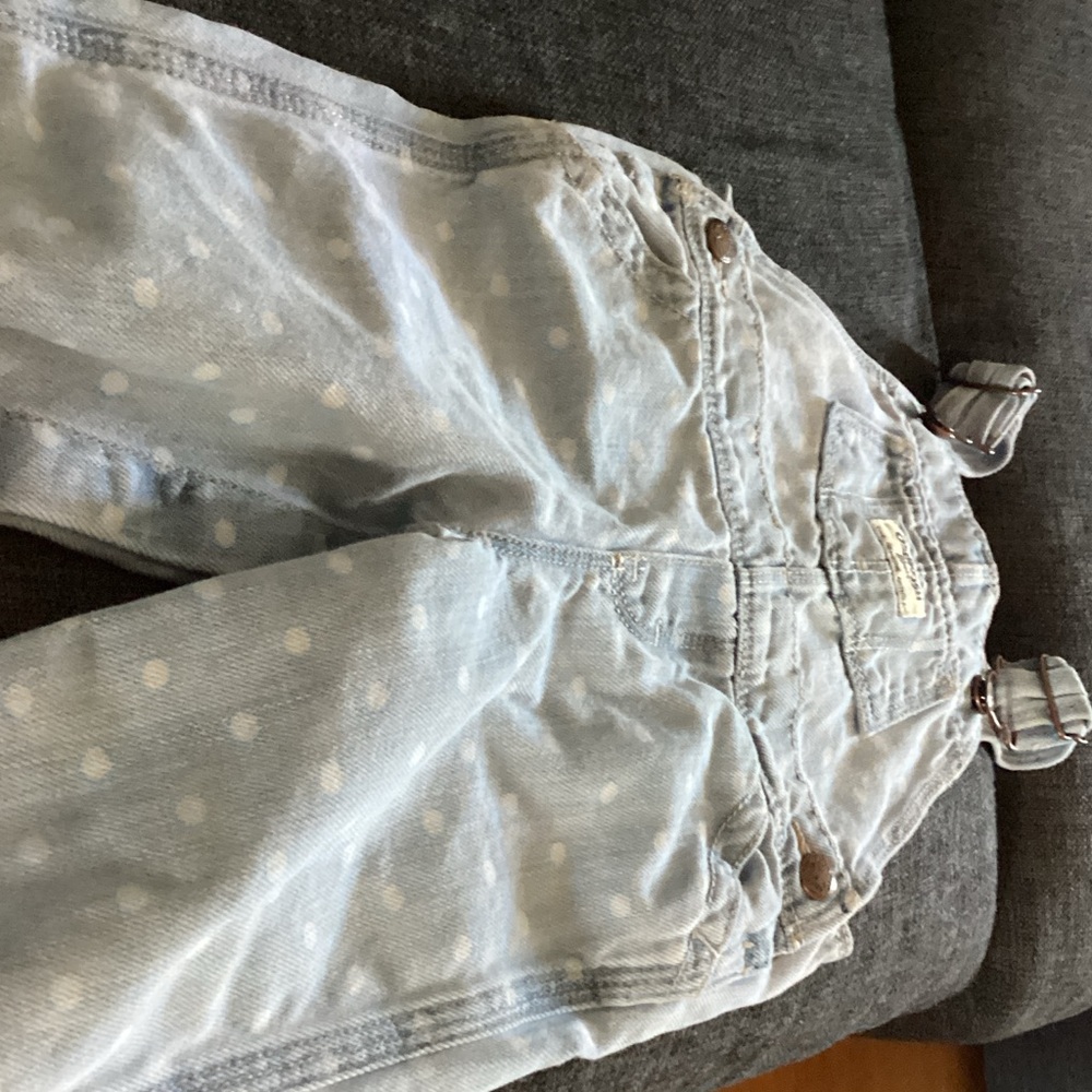 OshKosh B'gosh Light Blue Polka DotJean  Overalls